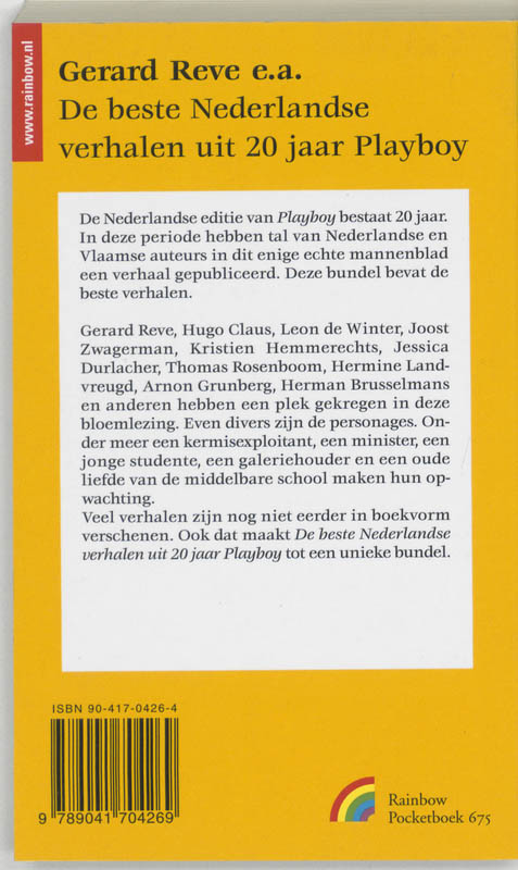 Achterkant van De beste Nederlandse verhalen uit 20 jaar Playboy