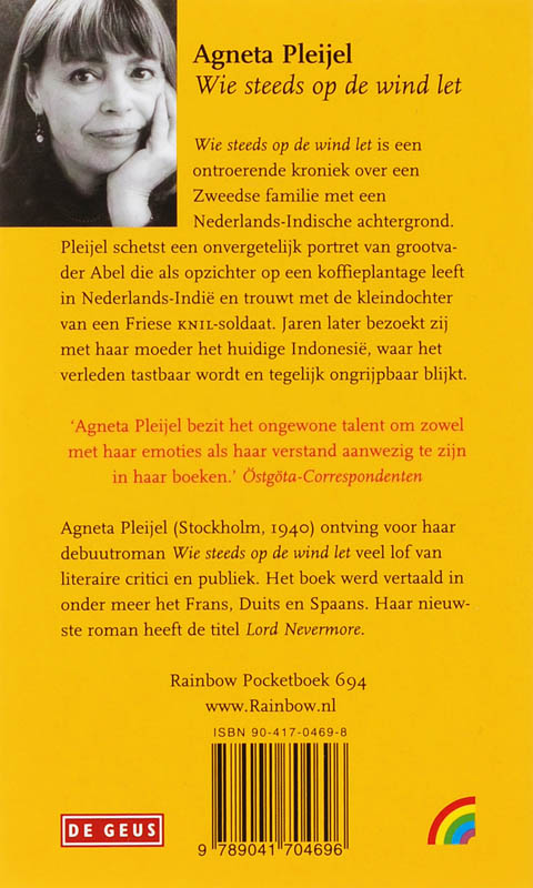 Achterkant van Wie steeds op de wind let