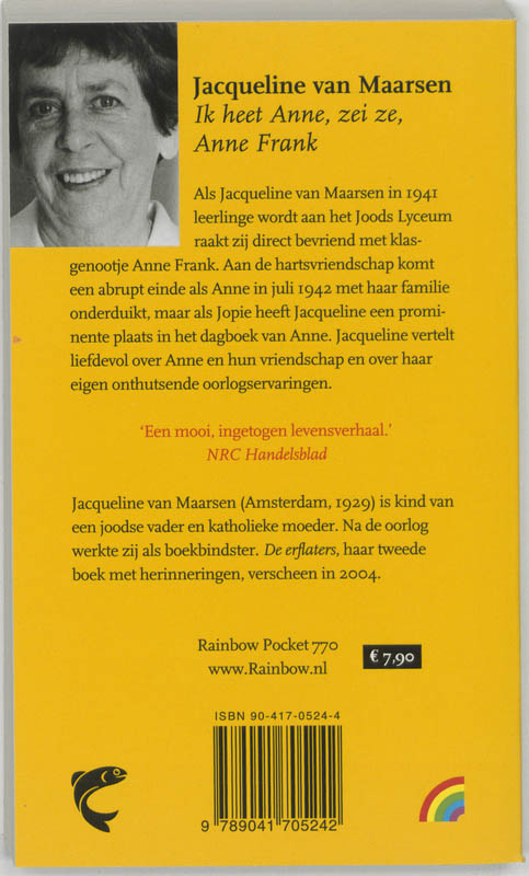 Achterkant van Ik heet Anne, zei ze, Anne Frank