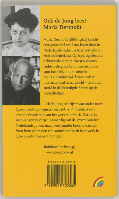 Achterkant van Oek de Jong leest Maria Dermout