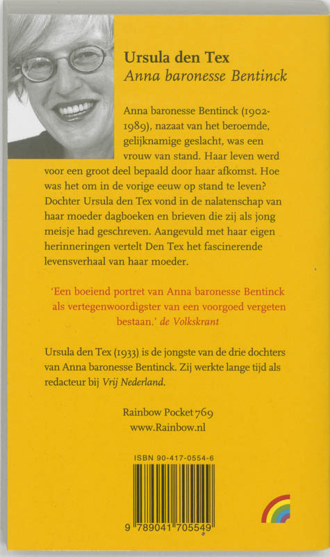 Achterkant van Anna Baronesse Bentinck 1902-1989