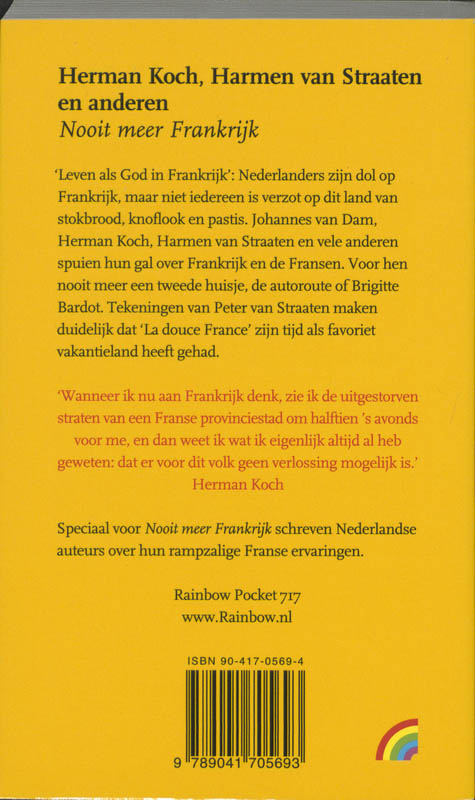 Achterkant van Nooit meer Frankrijk
