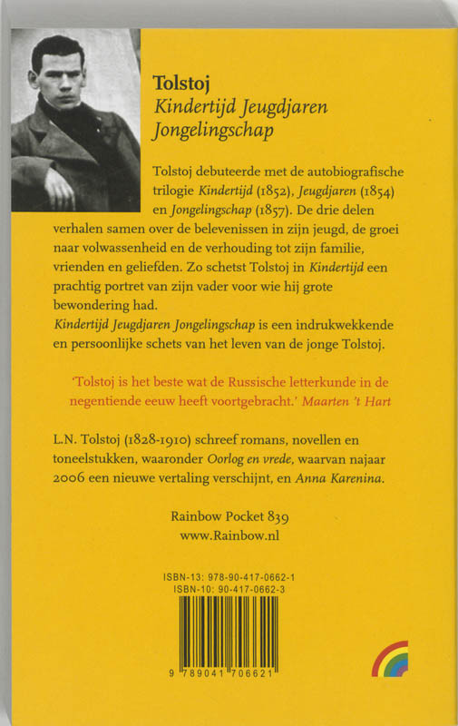 Achterkant van Kindertijd Jeugdjaren Jongelingschap