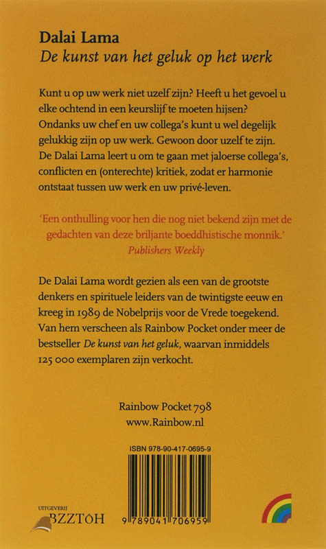 Achterkant van De kunst van het geluk op het werk