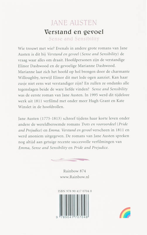 Achterkant van Verstand en gevoel