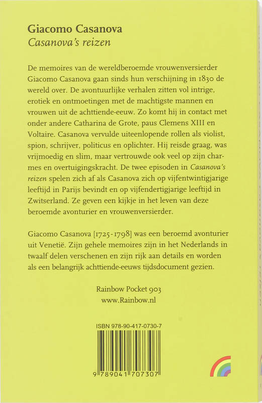 Achterkant van Casanova's reizen