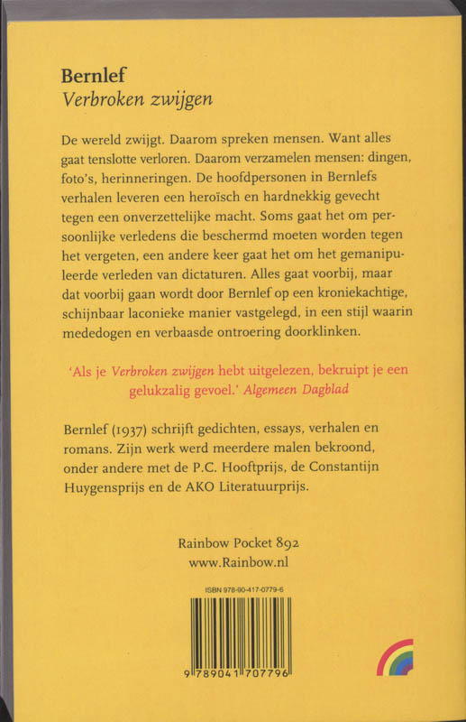 Achterkant van Verbroken zwijgen