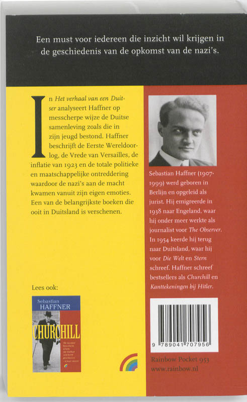 Achterkant van Het verhaal van een Duitser 1914-1933