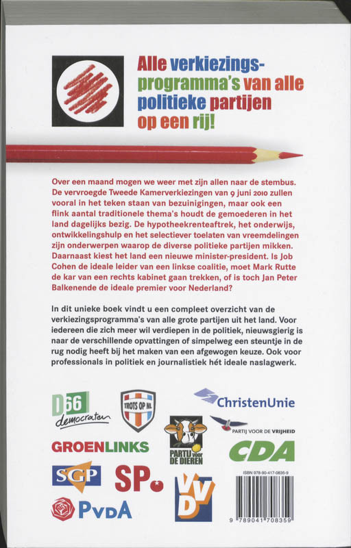 Achterkant van Het Grote Partijprogramma Boek 2010