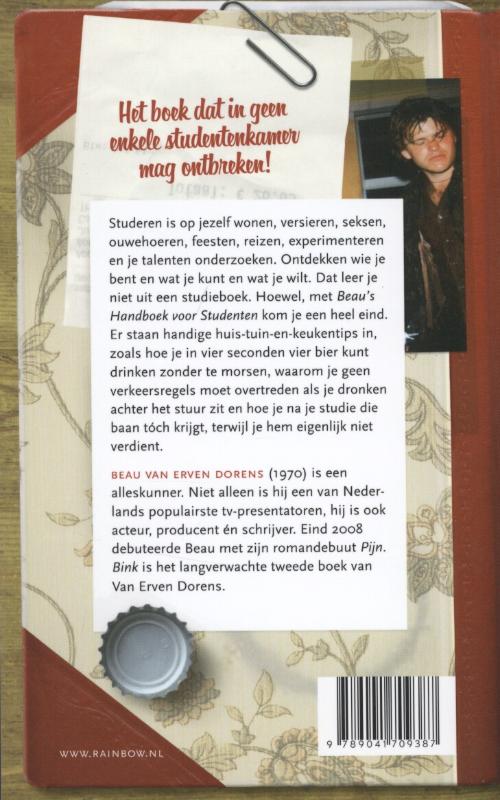 Achterkant van Beau's handboek voor studenten