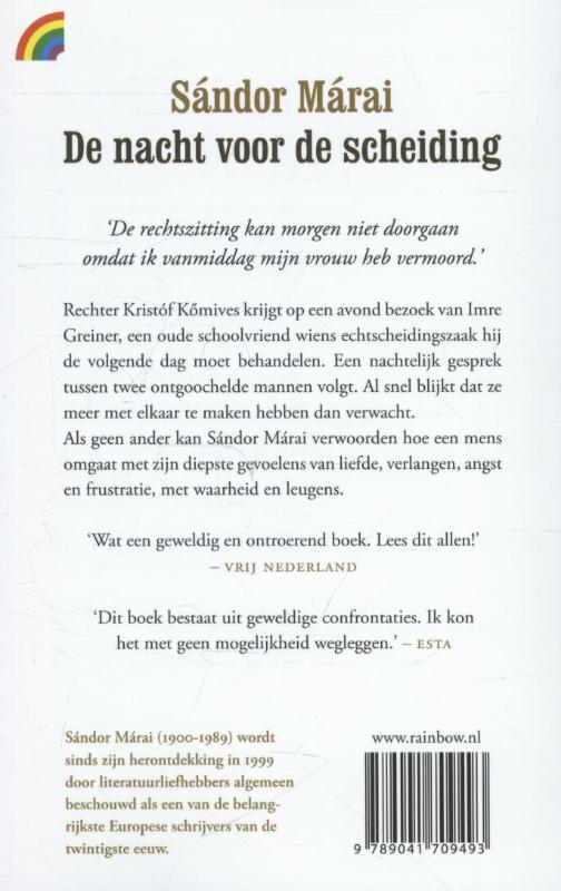Achterkant van De nacht voor de scheiding