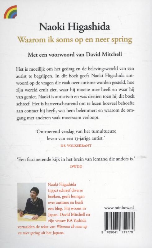 Achterkant van Waarom ik soms op en neer spring