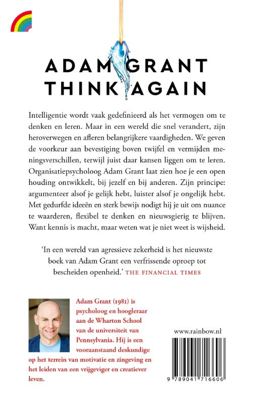 Achterkant van Think Again: De kracht van weten wat je niet weet