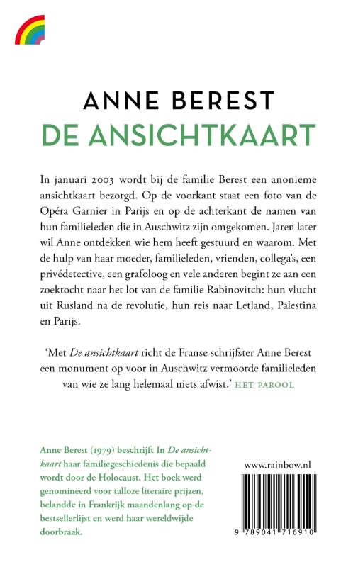 Achterkant van De ansichtkaart