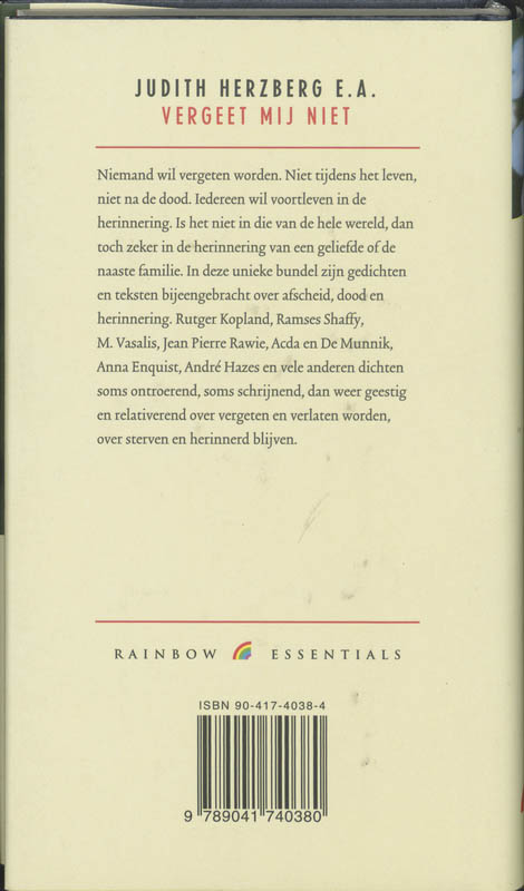 Achterkant van Vergeet mij niet