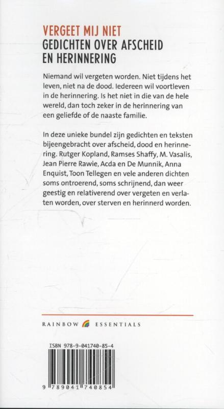 Achterkant van Vergeet me niet
