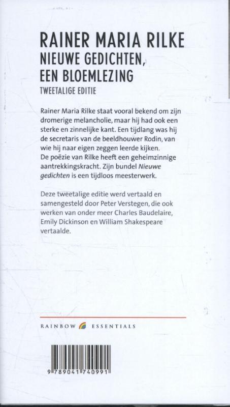Achterkant van Nieuwe gedichten, een bloemlezing