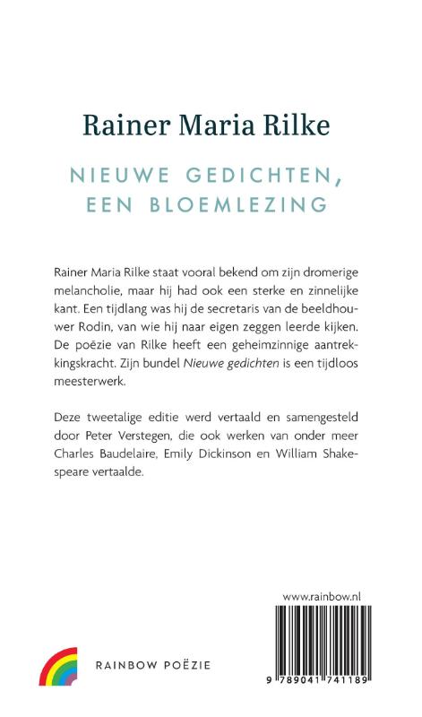 Achterkant van Nieuwe gedichten, een bloemlezing