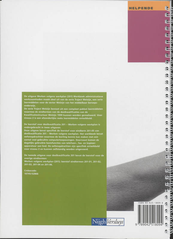 Achterkant van Werkboek administratieve werkzaamheden