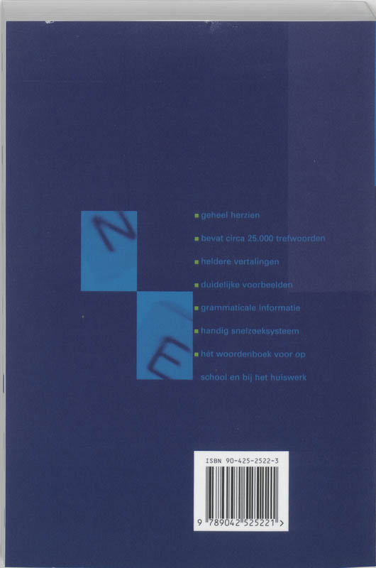 Achterkant van Schoolwoordenboek Nederlands-Engels