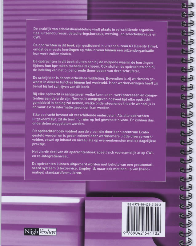 Achterkant van Opdrachtenboek