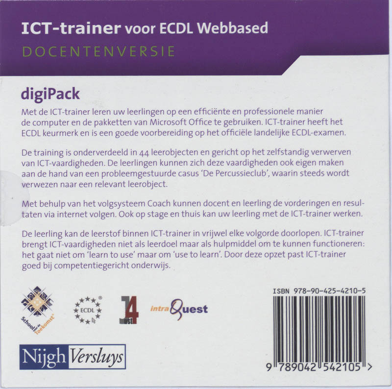 Achterkant van digipack