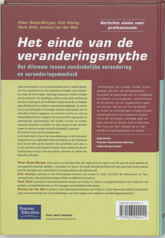 Achterkant van Het einde van de veranderingsmythe