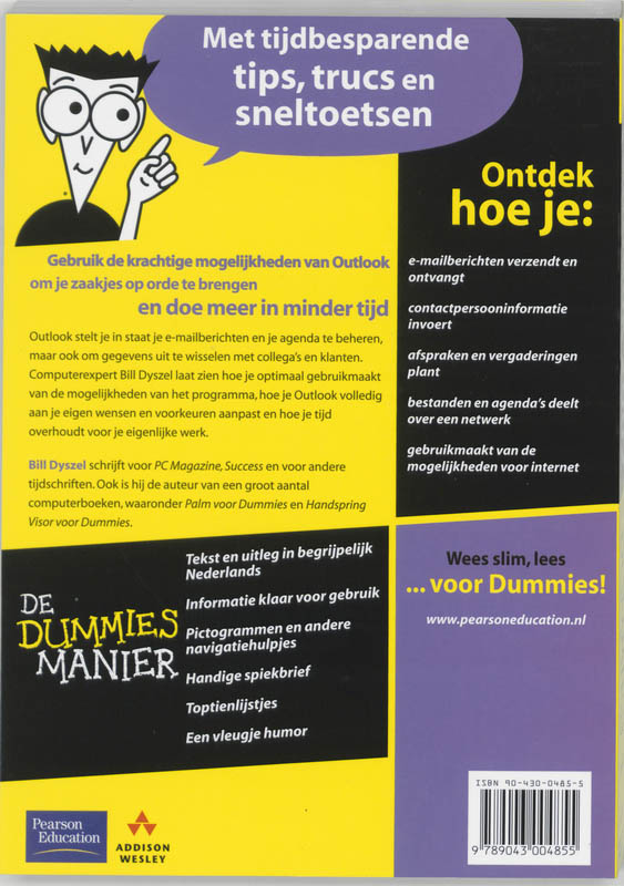Achterkant van Microsoft Outlook 2002 voor Dummies