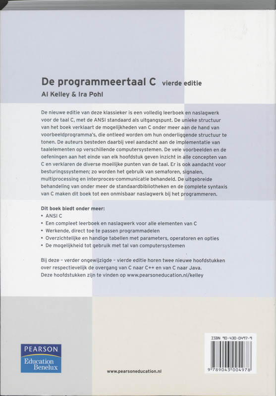 Achterkant van De programmeertaal C