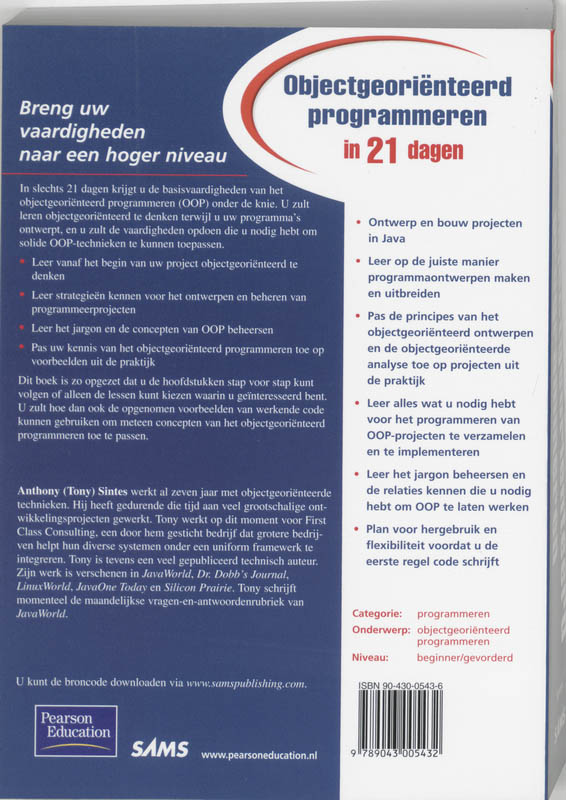 Achterkant van Objectgeorienteerd programmeren in 21 dagen