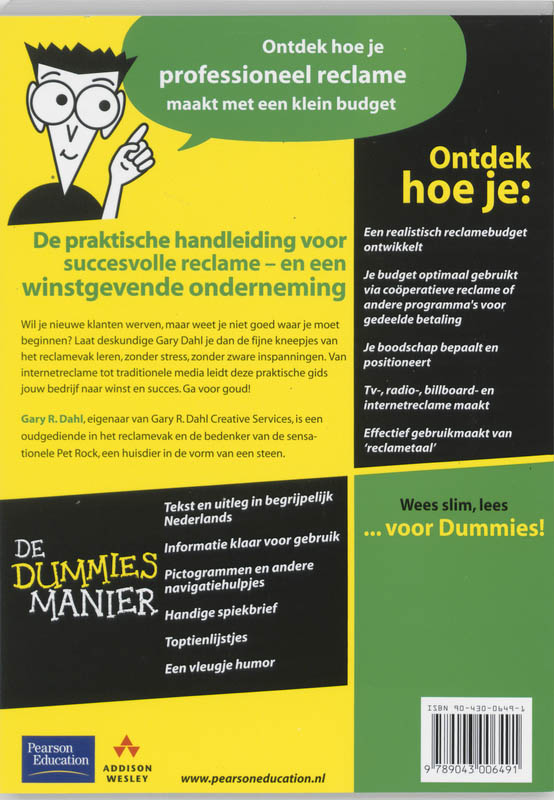 Achterkant van Reclame voor Dummies