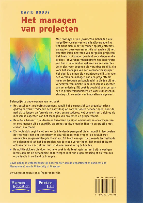 Achterkant van Het managen van projecten