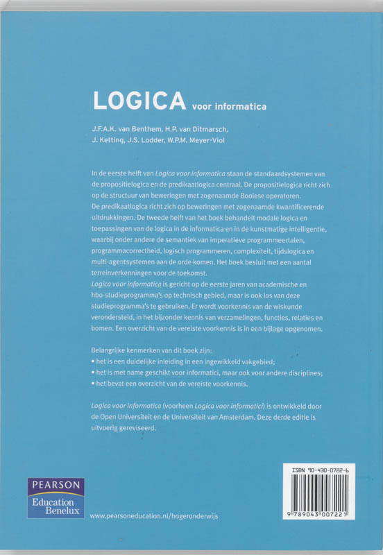 Achterkant van Logica voor informatica