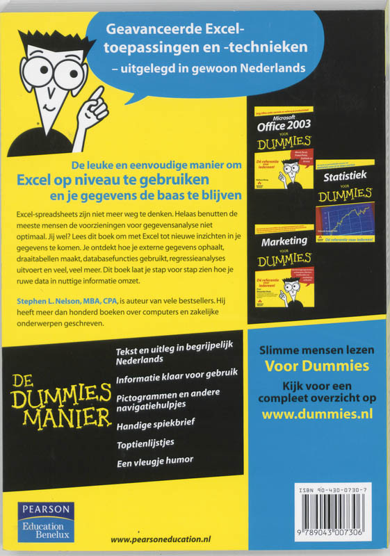 Achterkant van Excel data-analyse voor Dummies