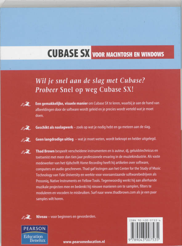 Achterkant van Cubase SX voor Macintosh en Windows