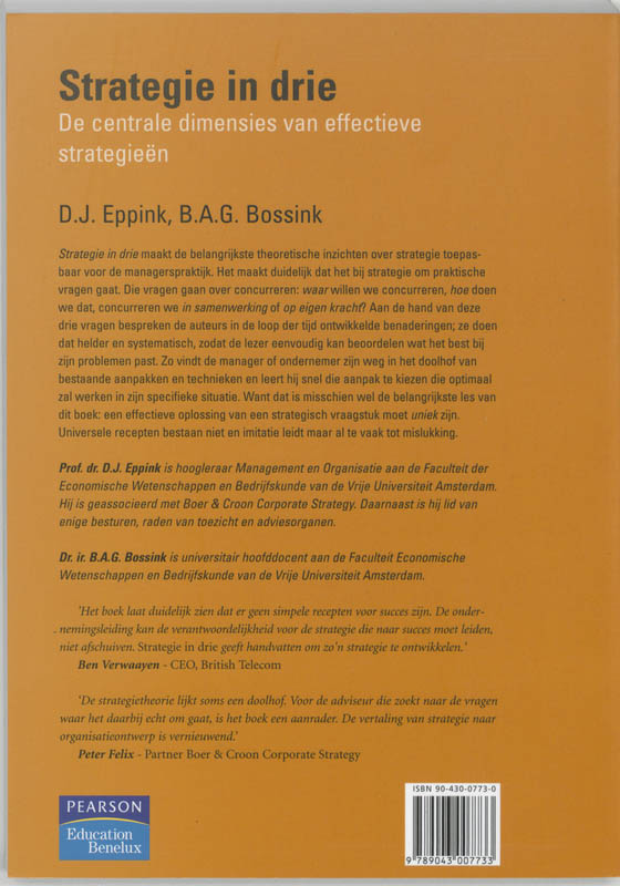 Achterkant van Strategie in drie