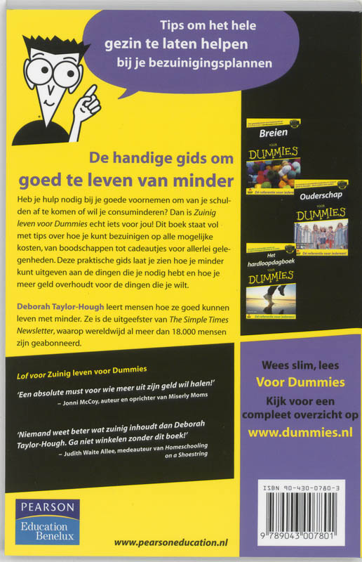 Achterkant van Zuinig leven voor Dummies