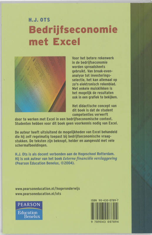 Achterkant van Bedrijfseconomie met Excel