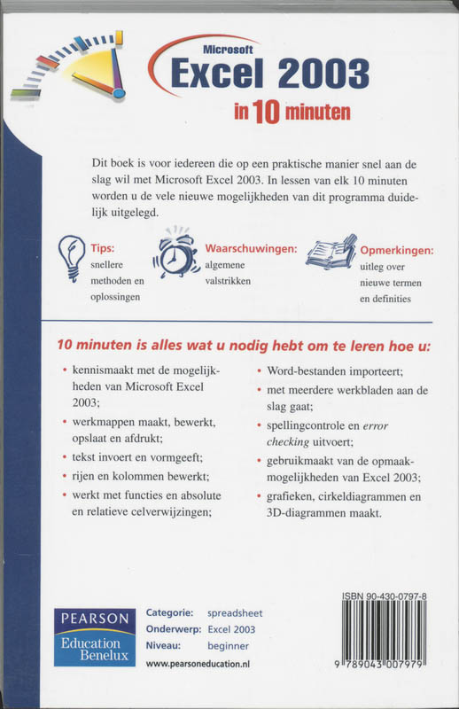 Achterkant van Microsoft excel 2003 in 10 minuten