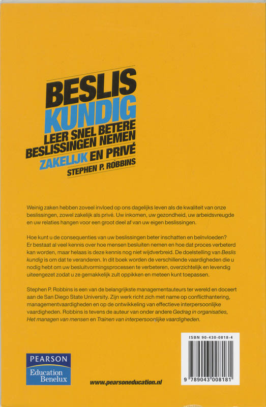 Achterkant van Beslis kundig