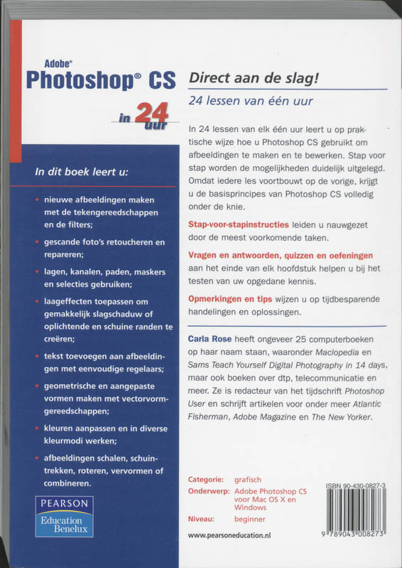 Achterkant van Adobe Photoshop CS in 24 uur