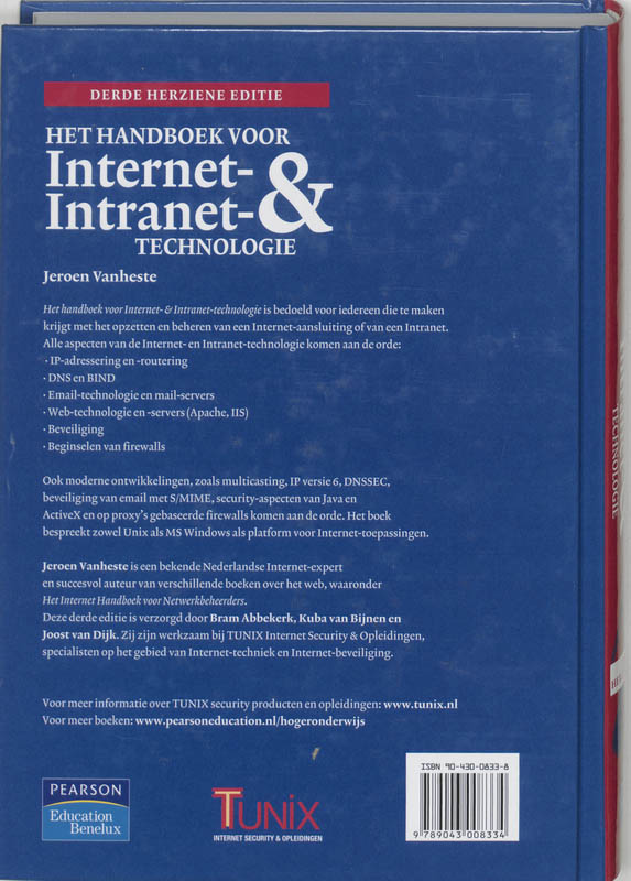 Achterkant van Het handboek voor Internet- en Intranet-technologie