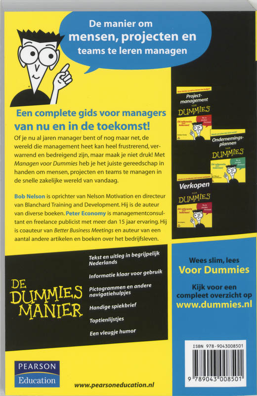 Achterkant van Managen voor Dummies