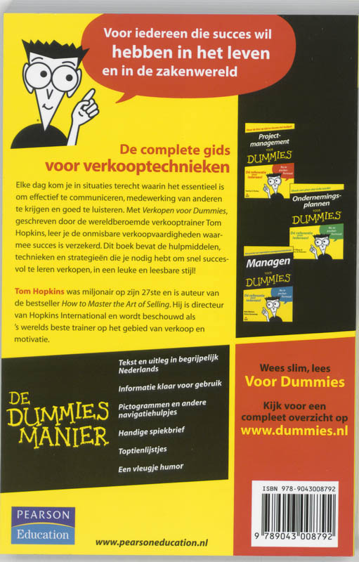 Achterkant van Verkopen voor Dummies