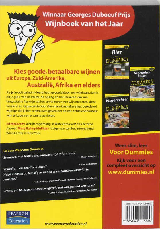 Achterkant van Wijn voor Dummies