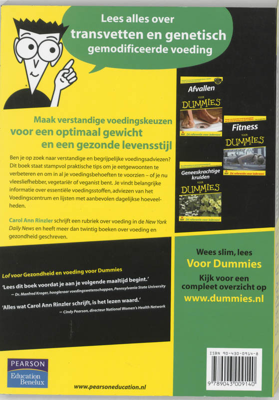 Achterkant van Gezondheid en voeding voor Dummies