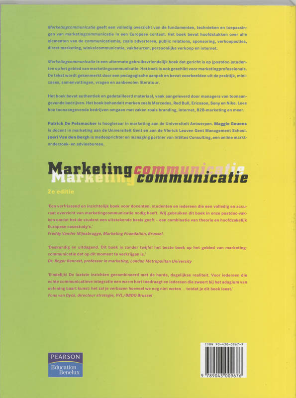 Achterkant van Marketingcommunicatie