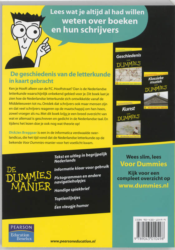 Achterkant van Nederlandse letterkunde voor Dummies