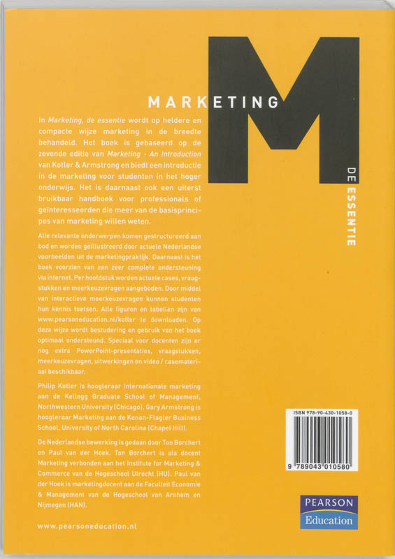 Achterkant van Marketing, de essentie