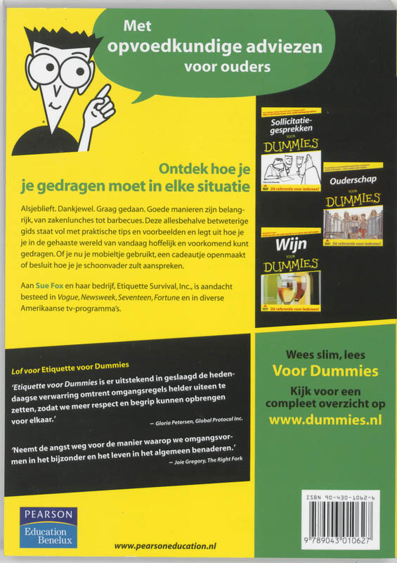 Achterkant van Etiquette voor Dummies